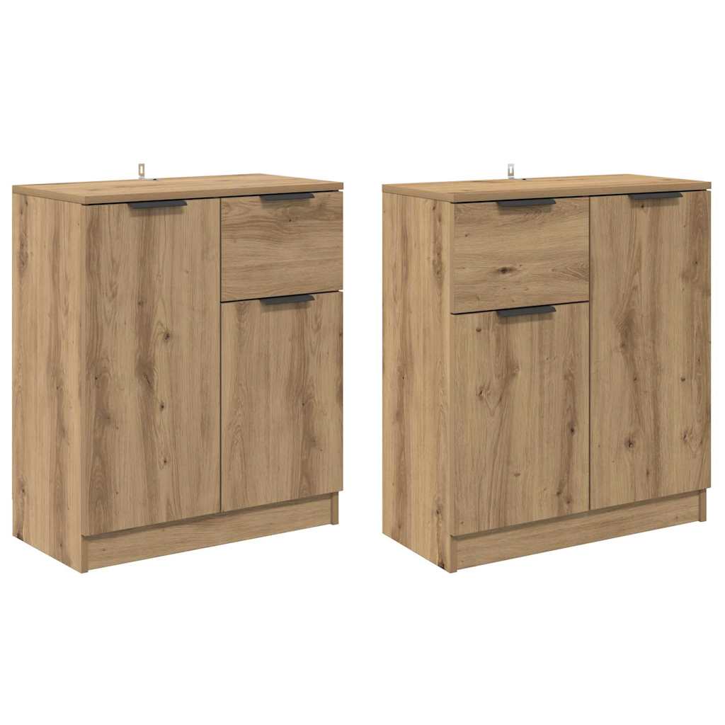 Buffets 2 pcs Chêne artisanal 60 x 30 x 70 cm Bois d'ingénierie - XIOS