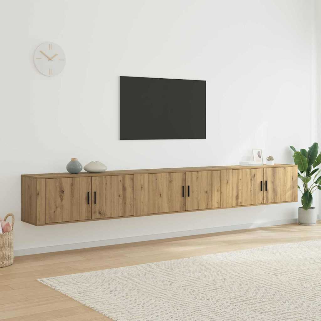 Ensemble de meuble TV mural Montage mural 3 pcs Chêne artisanal - XIOS