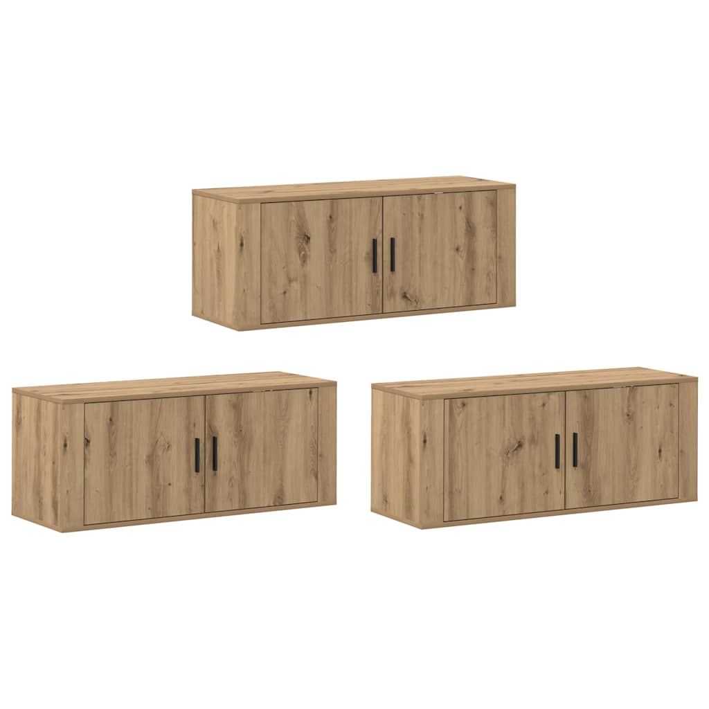 Ensemble de meuble TV mural Montage mural 3 pcs Chêne artisanal - XIOS