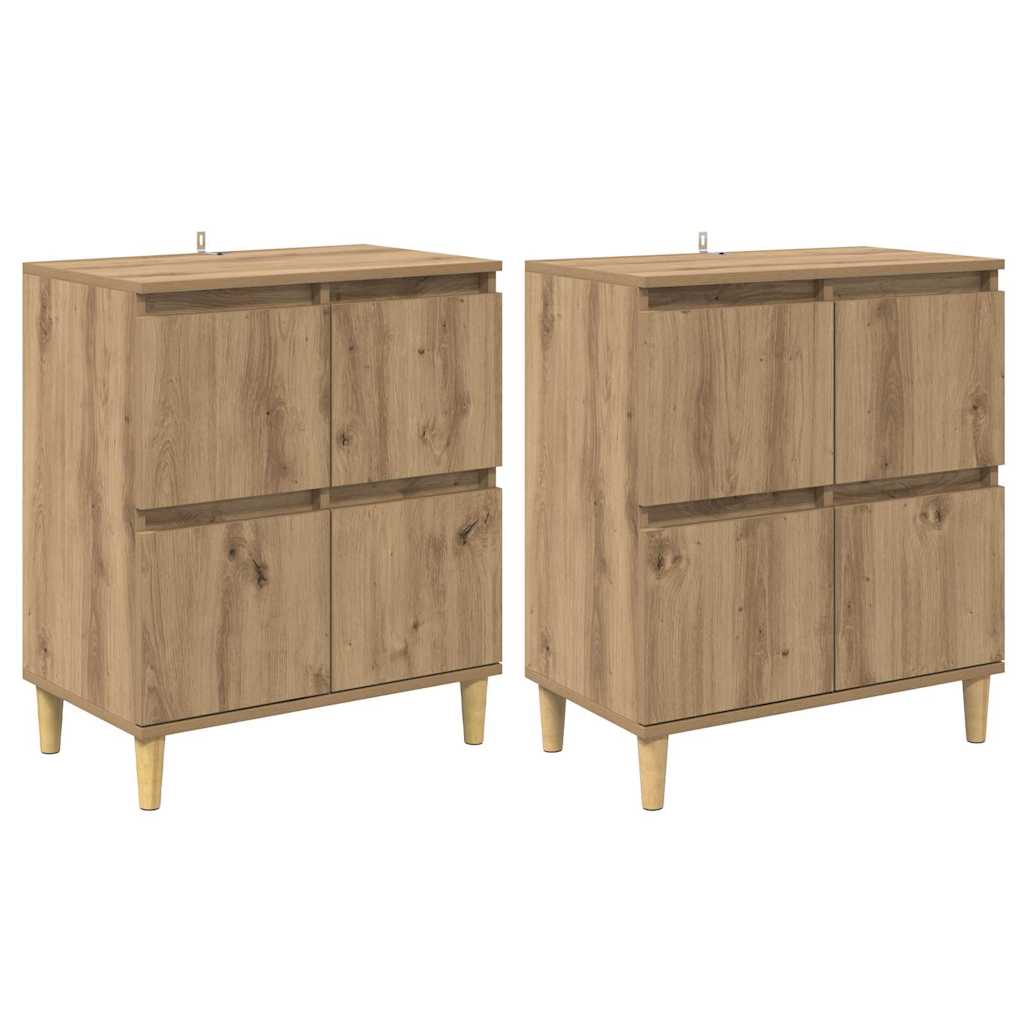 Buffets 2 pcs Chêne artisanal 60 x 35 x 70 cm Bois d'ingénierie - XIOS