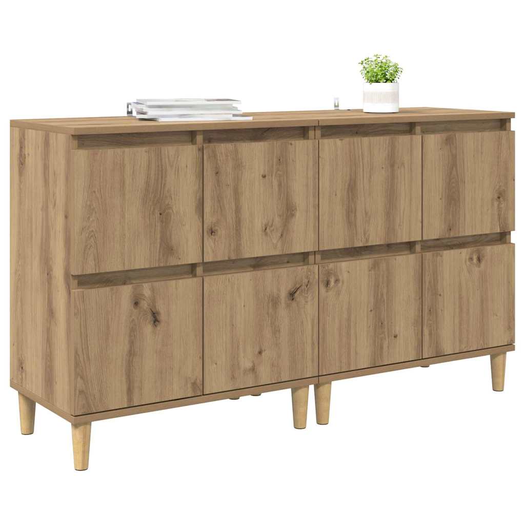 Buffets 2 pcs Chêne artisanal 60 x 35 x 70 cm Bois d'ingénierie - XIOS