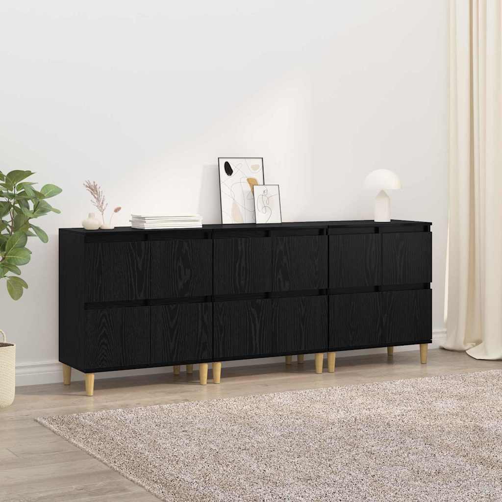 Buffets 3 pc Chêne noir 60 x 35 x 70 cm Bois d'ingénierie