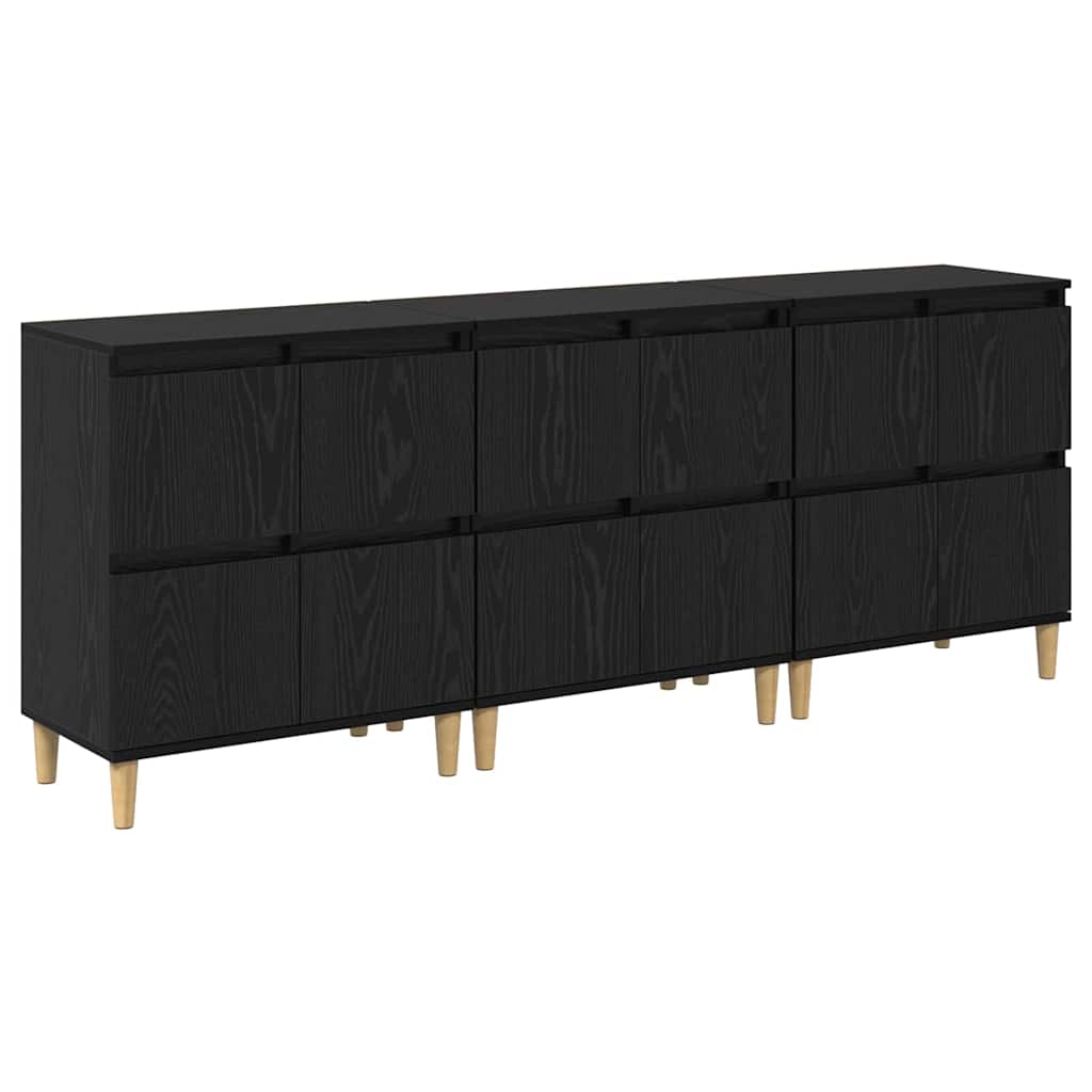 Buffets 3 pc Chêne noir 60 x 35 x 70 cm Bois d'ingénierie