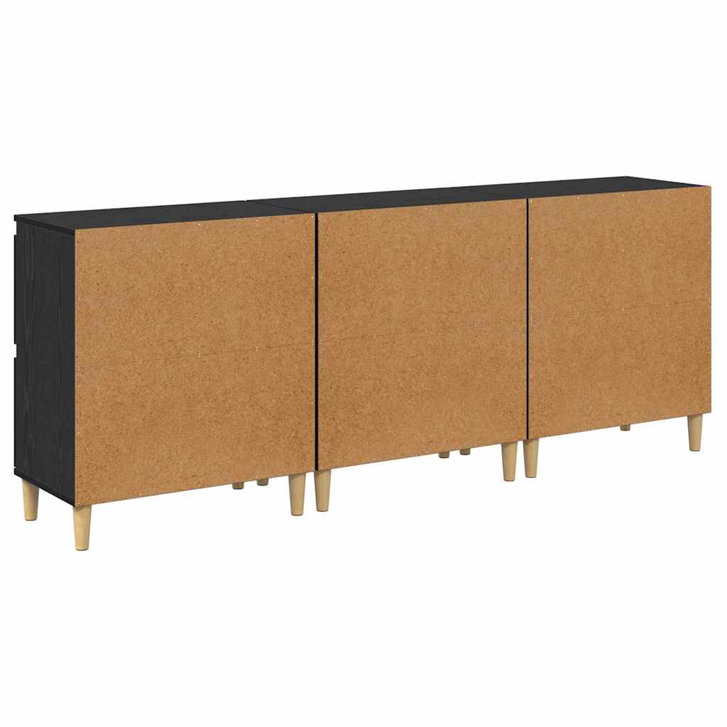 Buffets 3 pc Chêne noir 60 x 35 x 70 cm Bois d'ingénierie