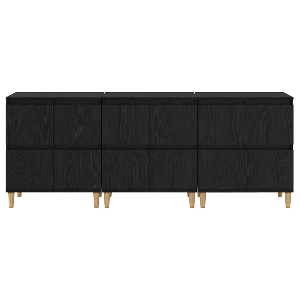 Buffets 3 pc Chêne noir 60 x 35 x 70 cm Bois d'ingénierie