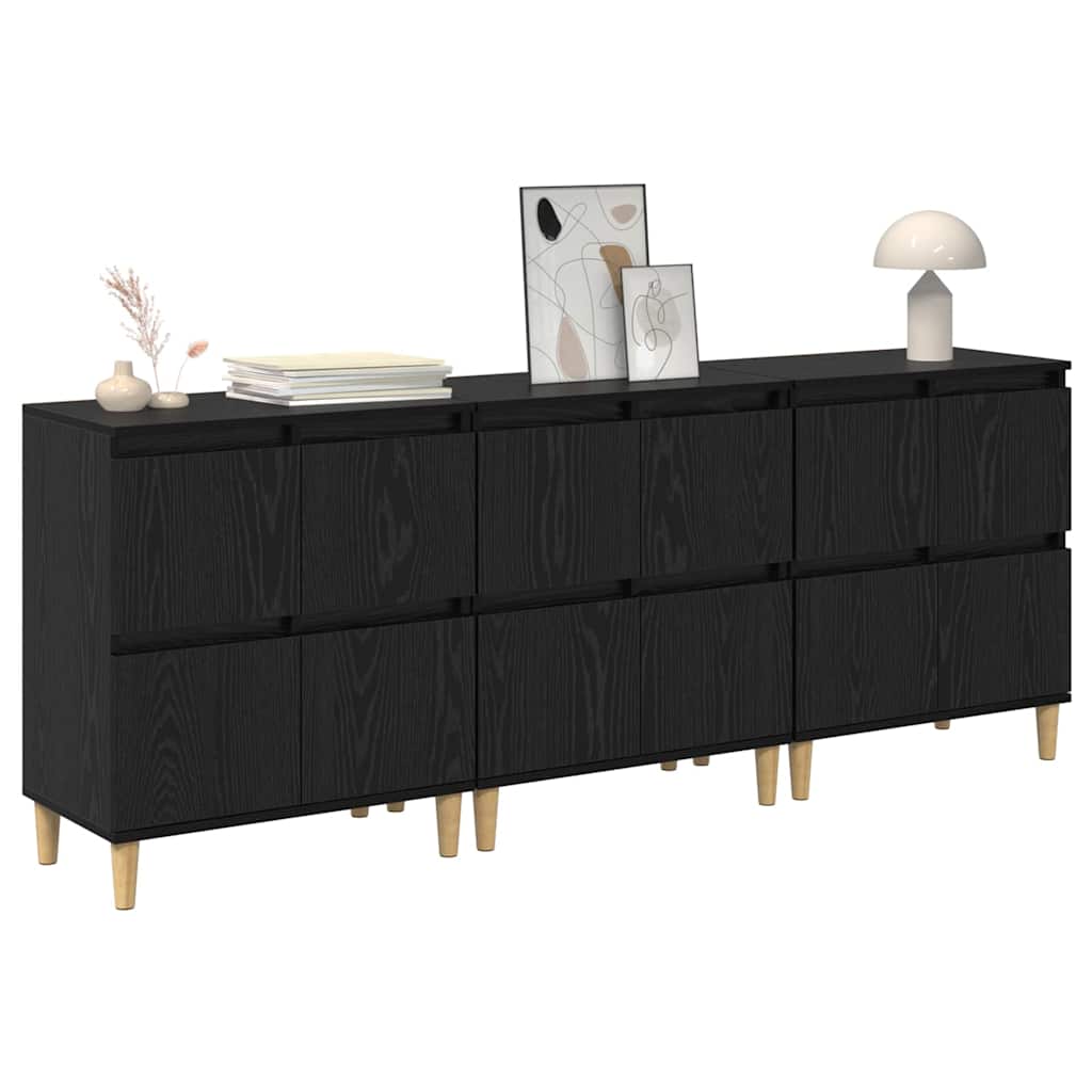 Buffets 3 pc Chêne noir 60 x 35 x 70 cm Bois d'ingénierie