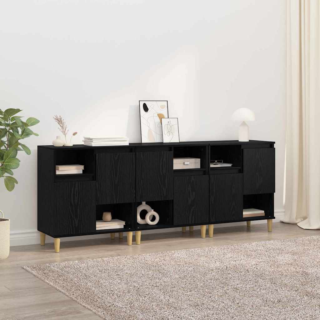 Buffets 3 pc Chêne noir 60 x 35 x 70 cm Bois d'ingénierie