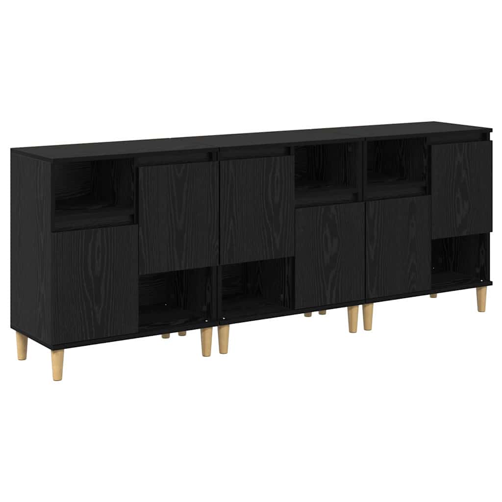 Buffets 3 pc Chêne noir 60 x 35 x 70 cm Bois d'ingénierie