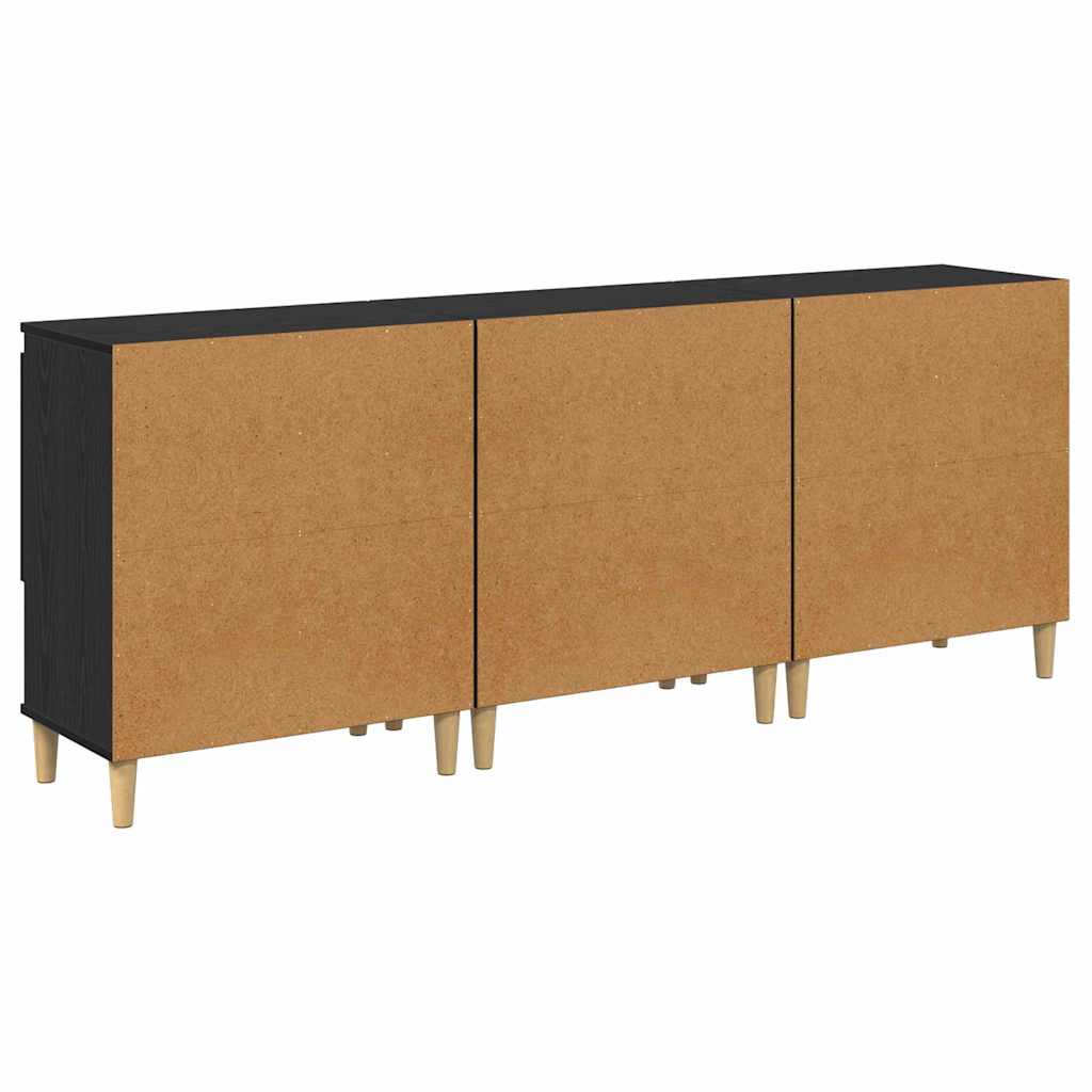 Buffets 3 pc Chêne noir 60 x 35 x 70 cm Bois d'ingénierie