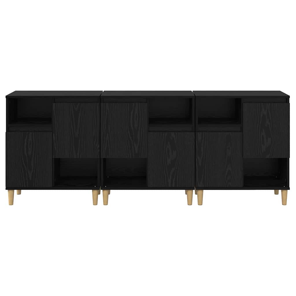 Buffets 3 pc Chêne noir 60 x 35 x 70 cm Bois d'ingénierie