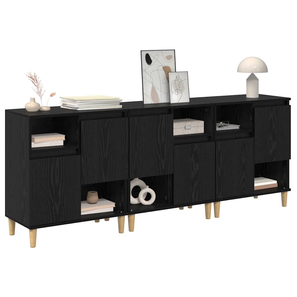 Buffets 3 pc Chêne noir 60 x 35 x 70 cm Bois d'ingénierie