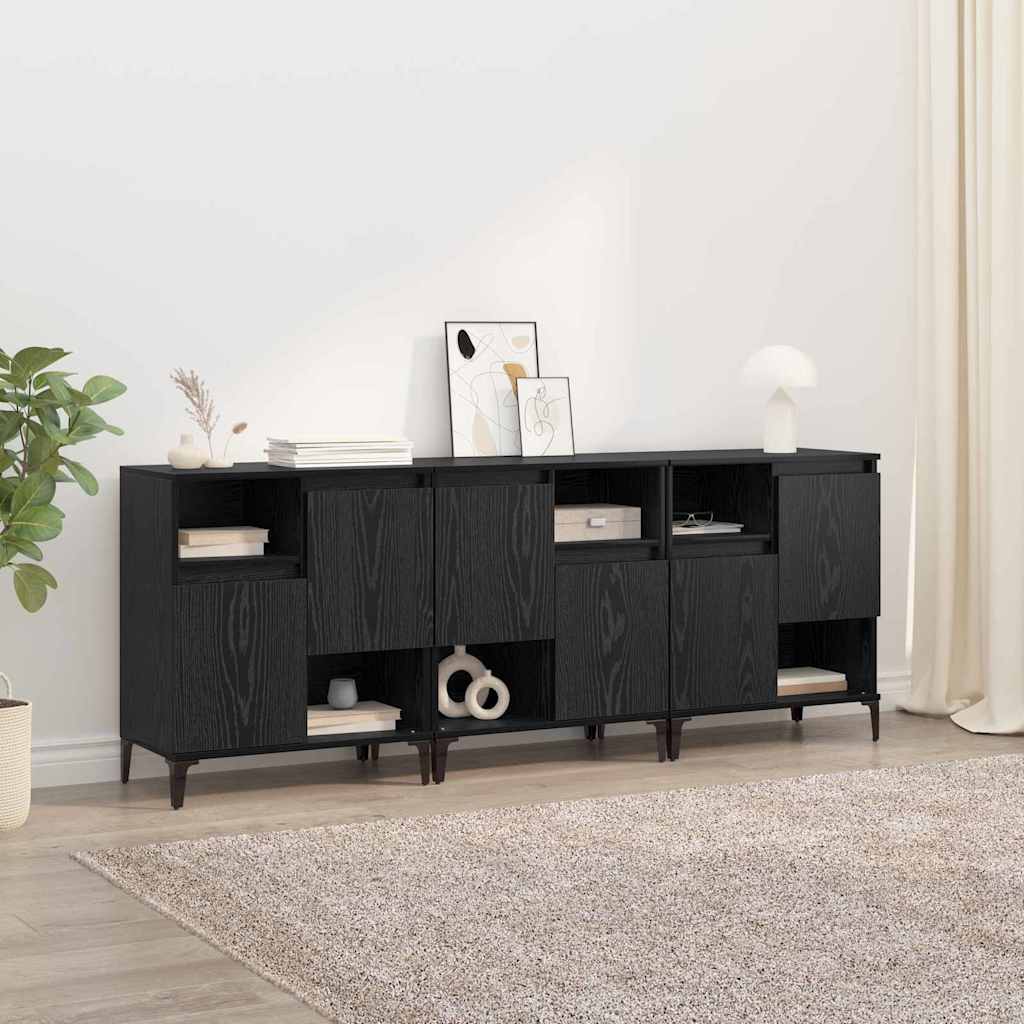 Buffets 3 pc Chêne noir 60 x 35 x 70 cm Bois d'ingénierie