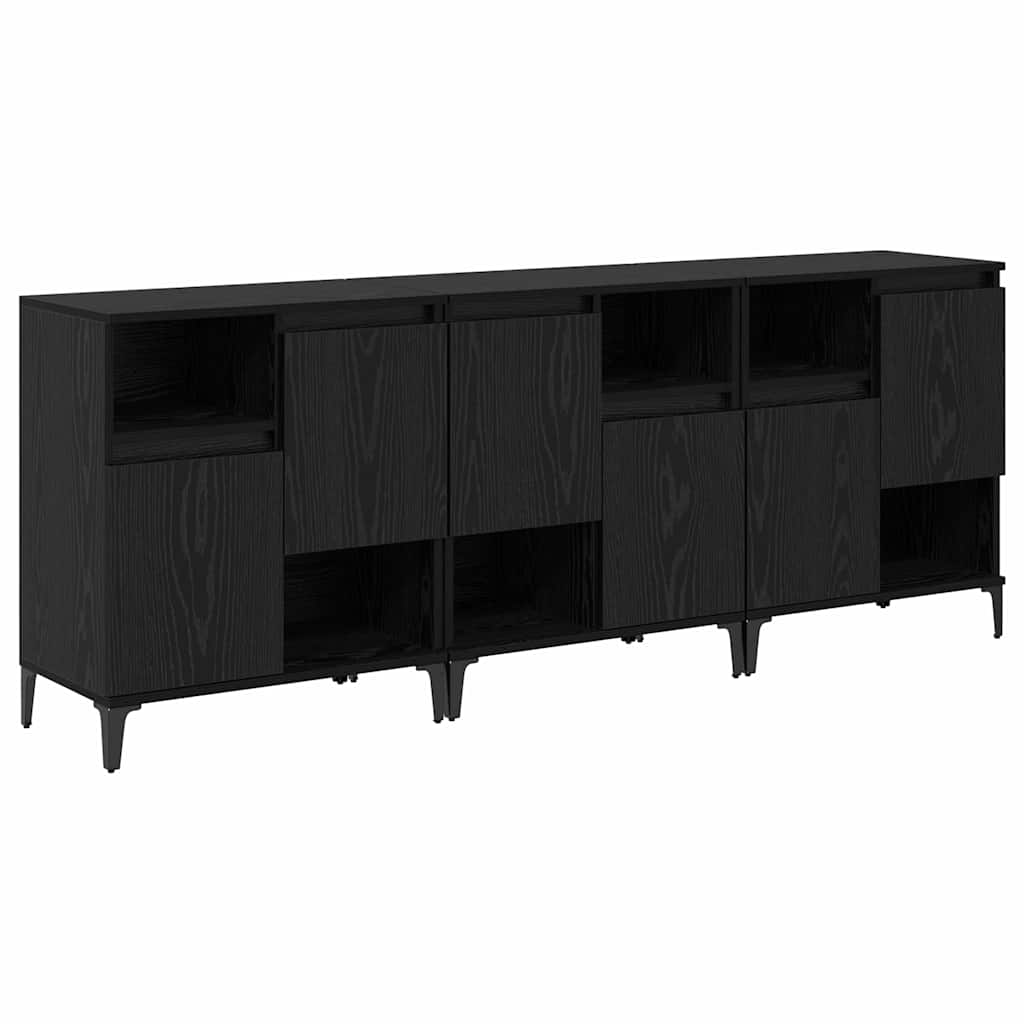 Buffets 3 pc Chêne noir 60 x 35 x 70 cm Bois d'ingénierie