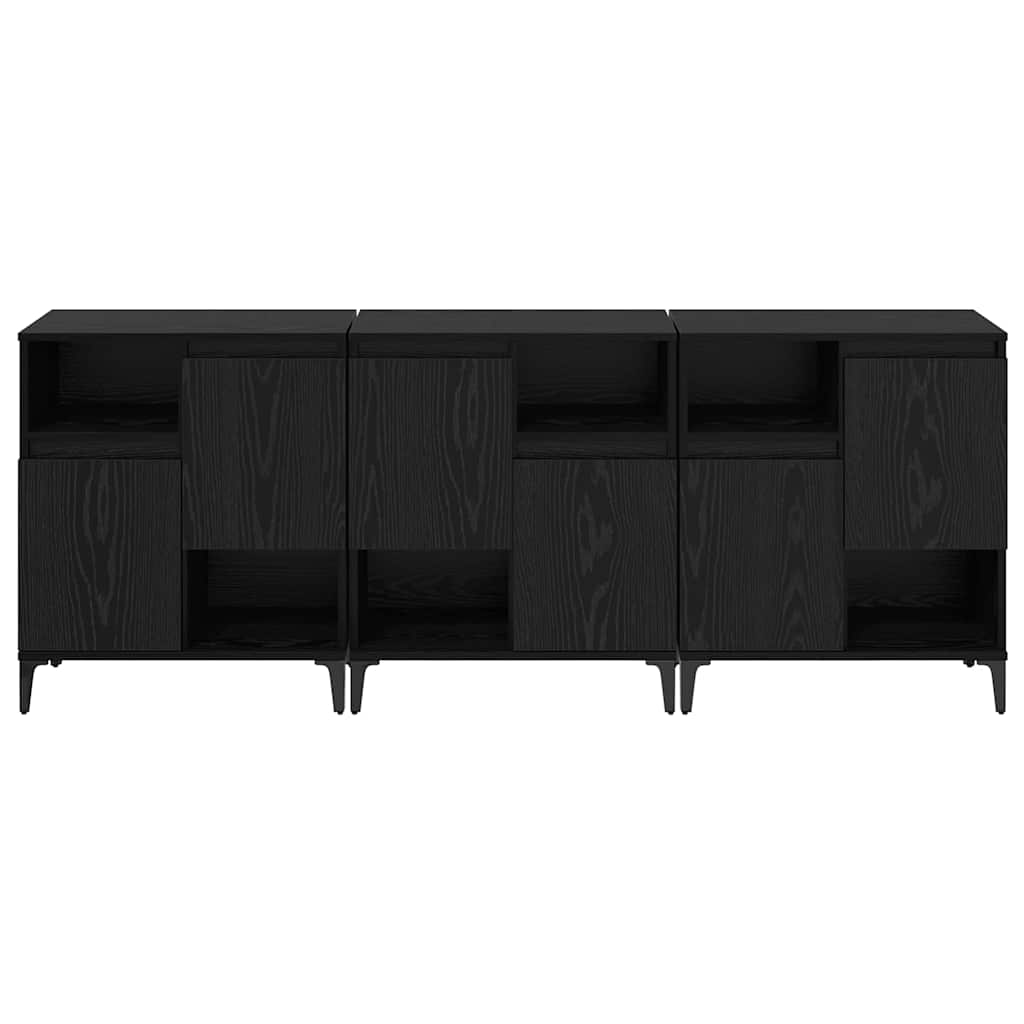Buffets 3 pc Chêne noir 60 x 35 x 70 cm Bois d'ingénierie