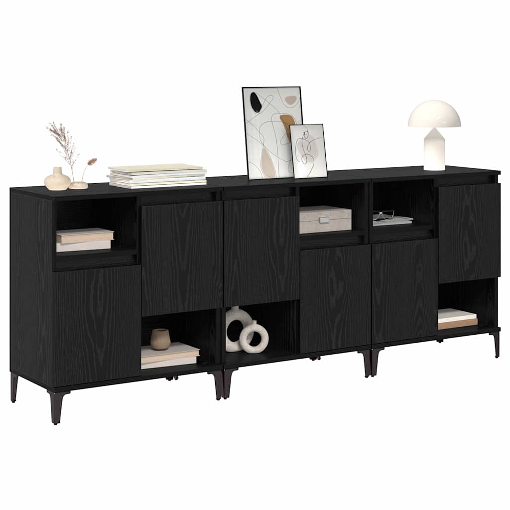 Buffets 3 pc Chêne noir 60 x 35 x 70 cm Bois d'ingénierie