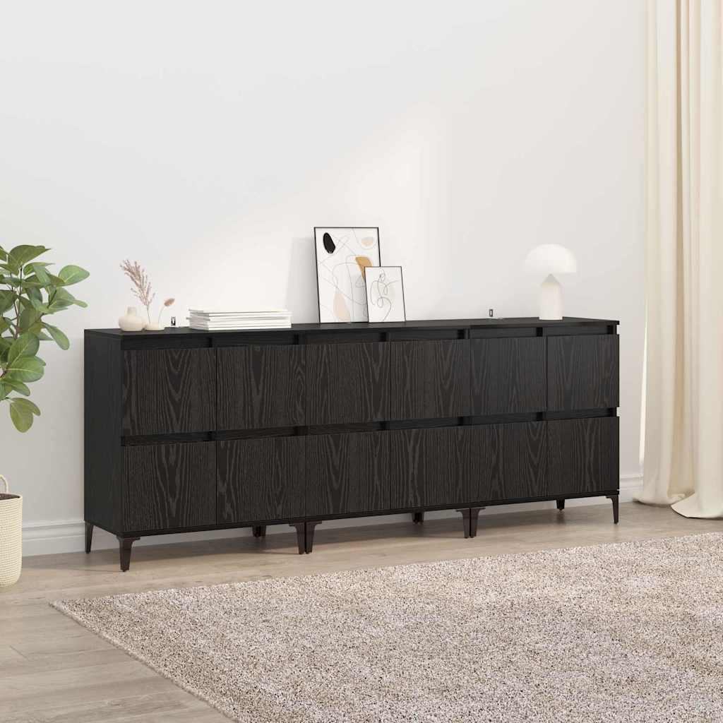 Buffets 3 pc Chêne noir 60 x 35 x 70 cm Bois d'ingénierie