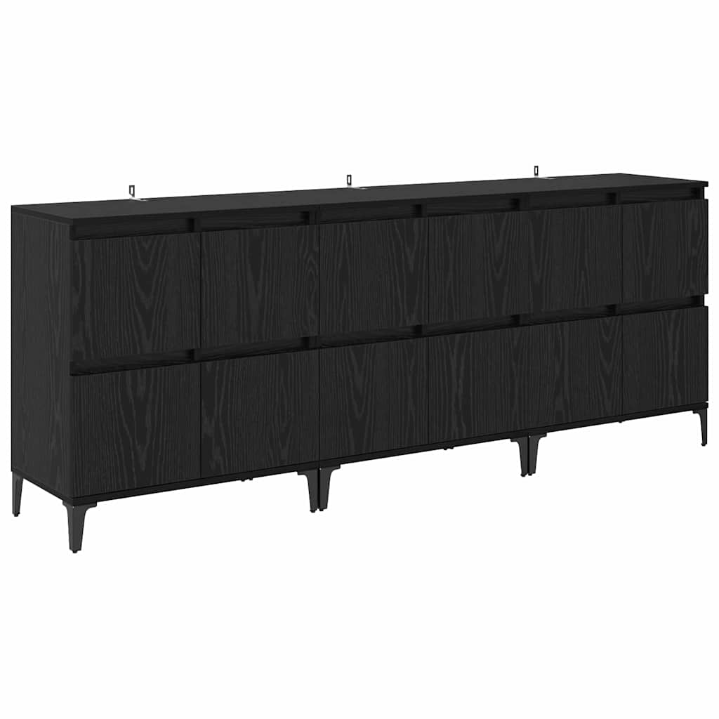 Buffets 3 pc Chêne noir 60 x 35 x 70 cm Bois d'ingénierie