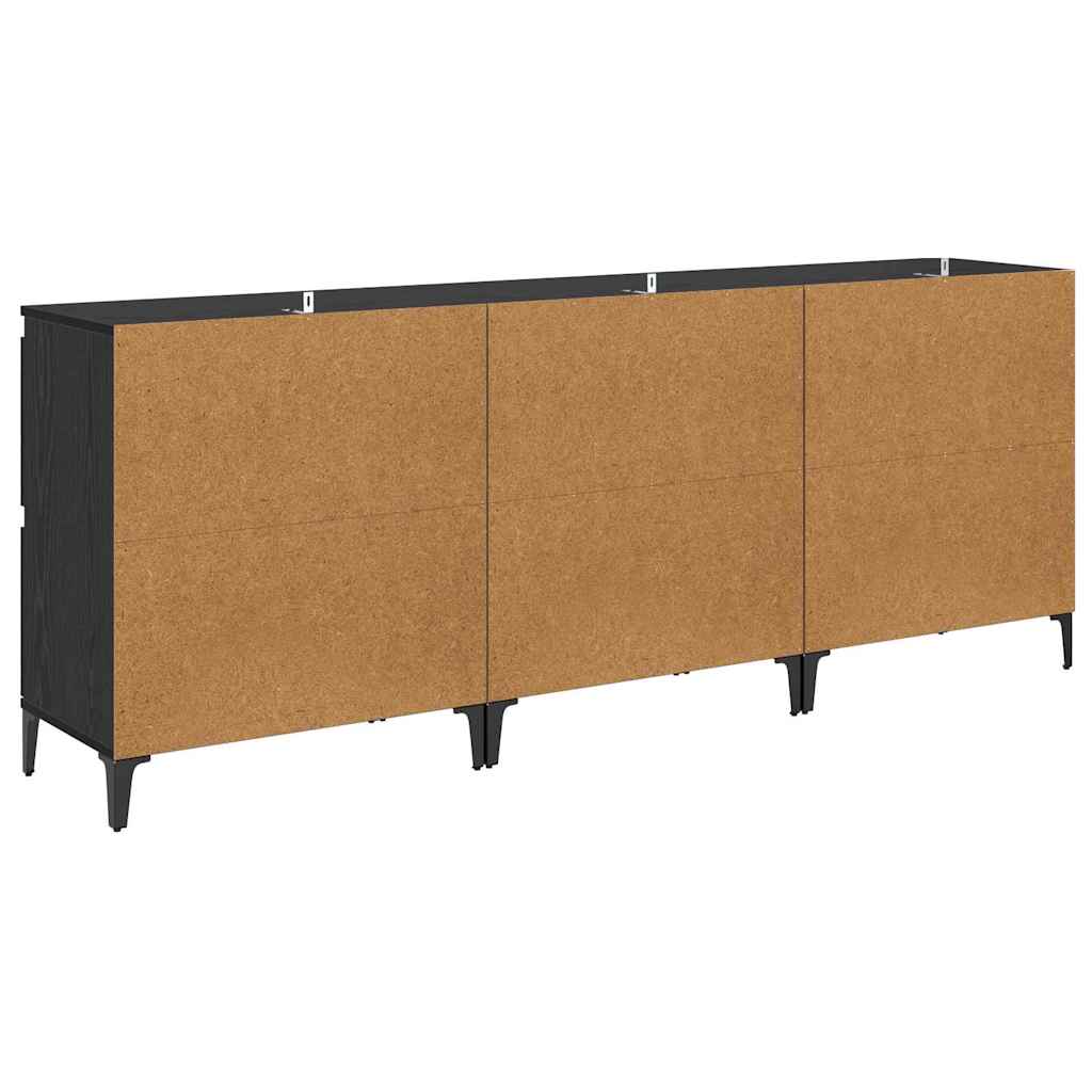 Buffets 3 pc Chêne noir 60 x 35 x 70 cm Bois d'ingénierie