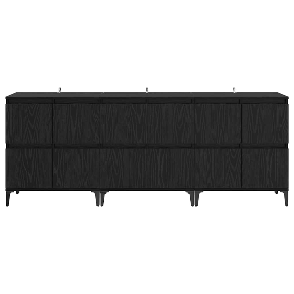 Buffets 3 pc Chêne noir 60 x 35 x 70 cm Bois d'ingénierie