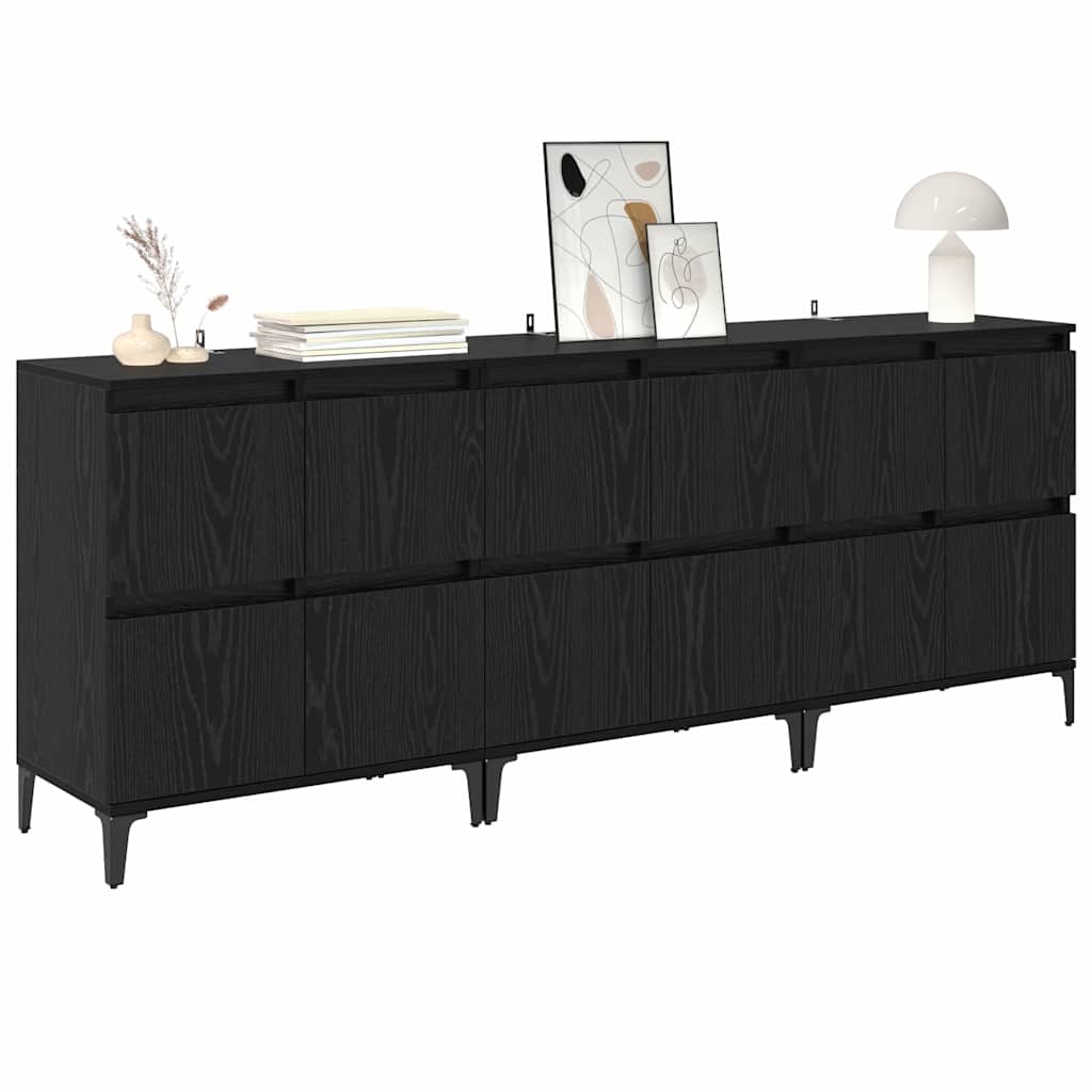 Buffets 3 pc Chêne noir 60 x 35 x 70 cm Bois d'ingénierie