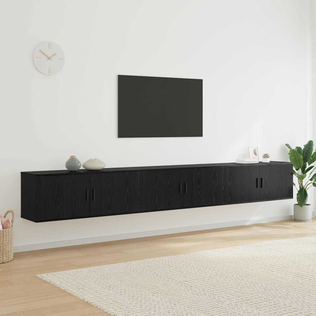 Ensemble de meuble TV mural 3 pc Chêne noir Bois d'ingénierie