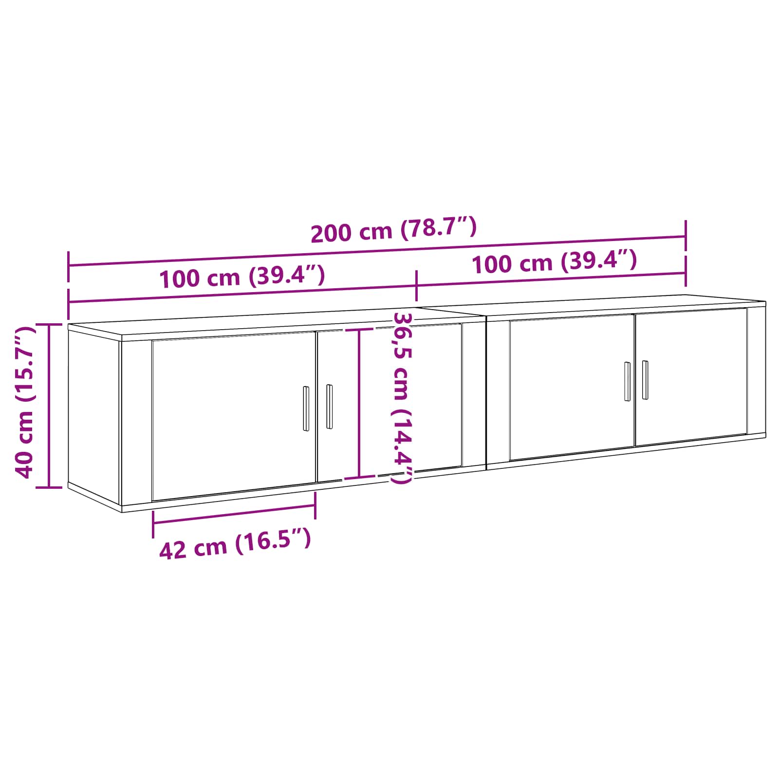 Ensemble de meuble TV mural 2 pcs Chêne noir 100 x 34,5 x 40 cm - XIOS