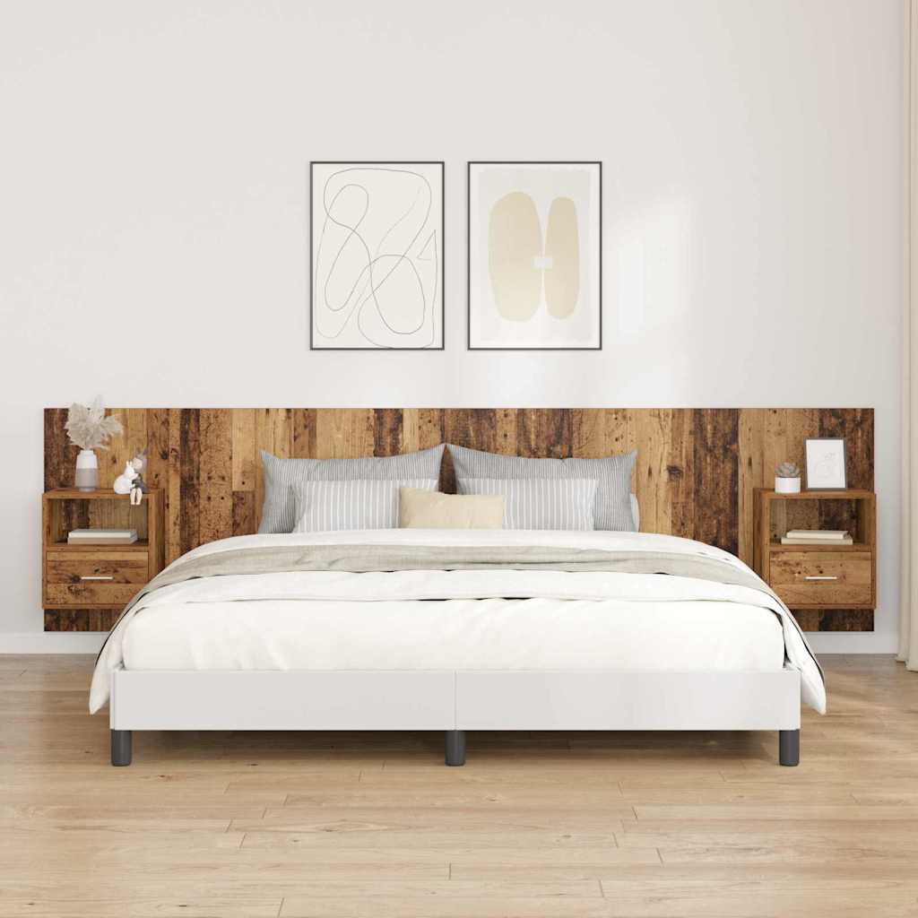 Tête de lit avec armoire 3 pc Bois Ancien Bois d'ingénierie