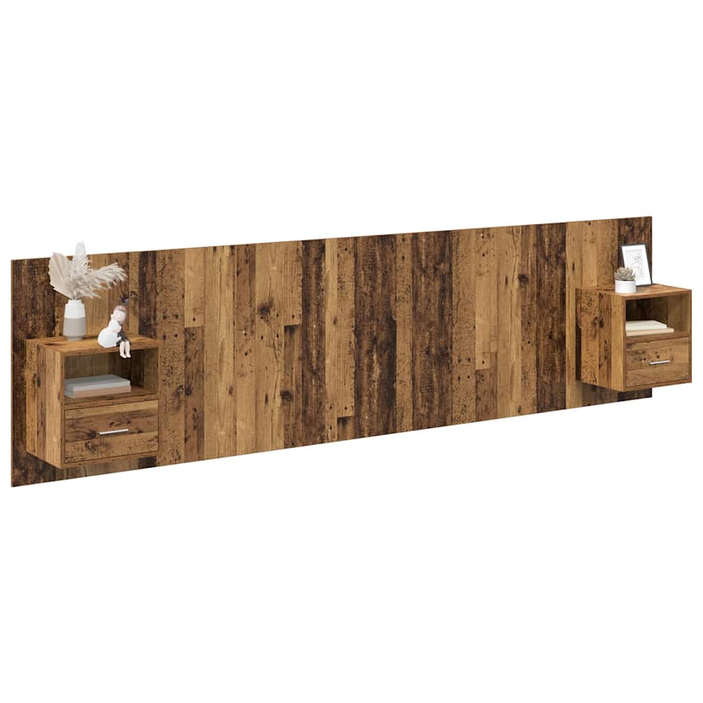 Tête de lit avec armoire 3 pc Bois Ancien Bois d'ingénierie