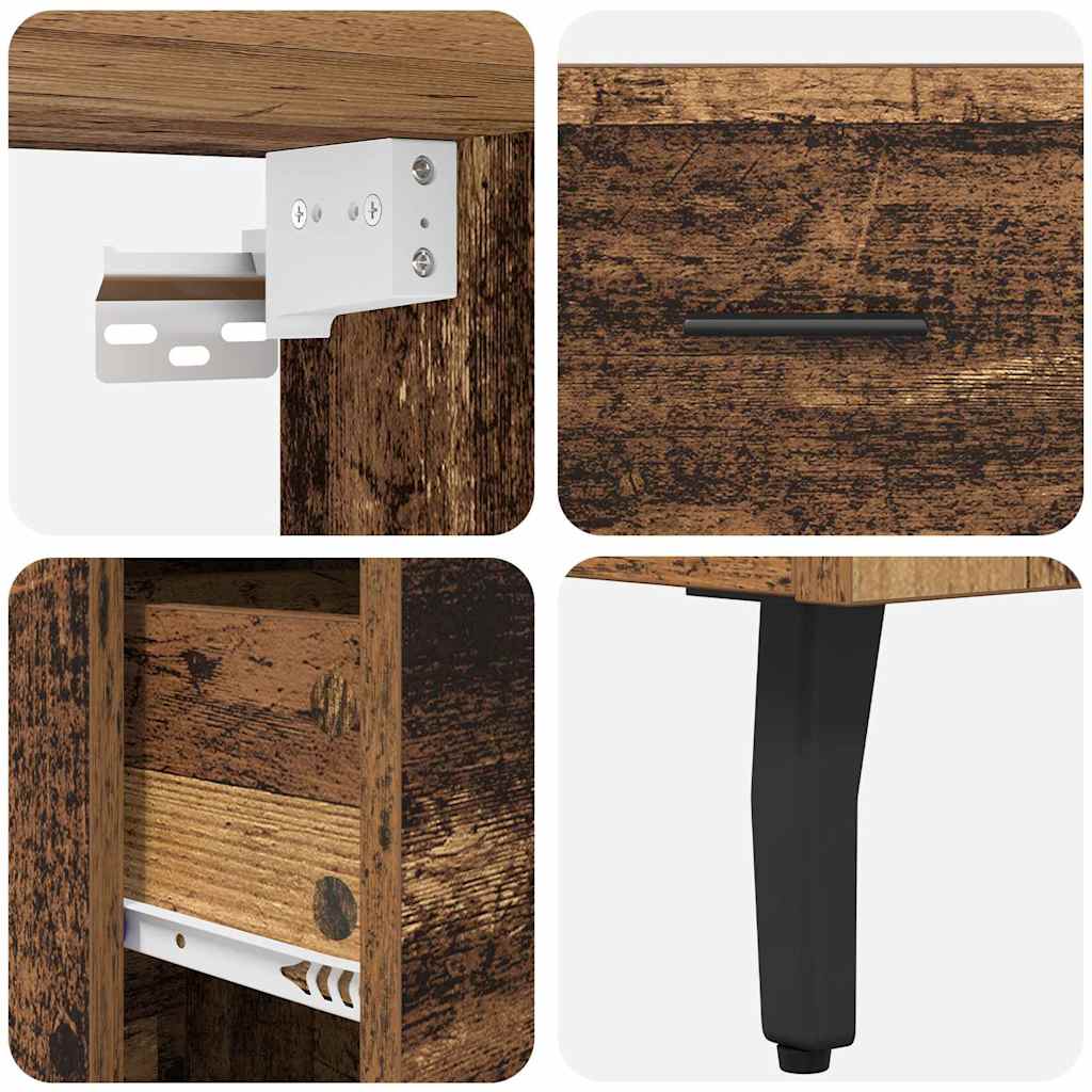 Haut Armoire 2 pcs Bois Ancien Bois Aggloméré et Verre - XIOS