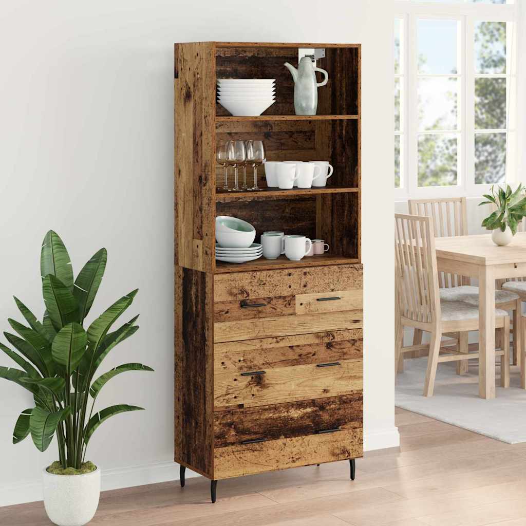 Haut Armoire avec tiroir 2 pcs Bois Ancien Bois d'ingénierie - XIOS