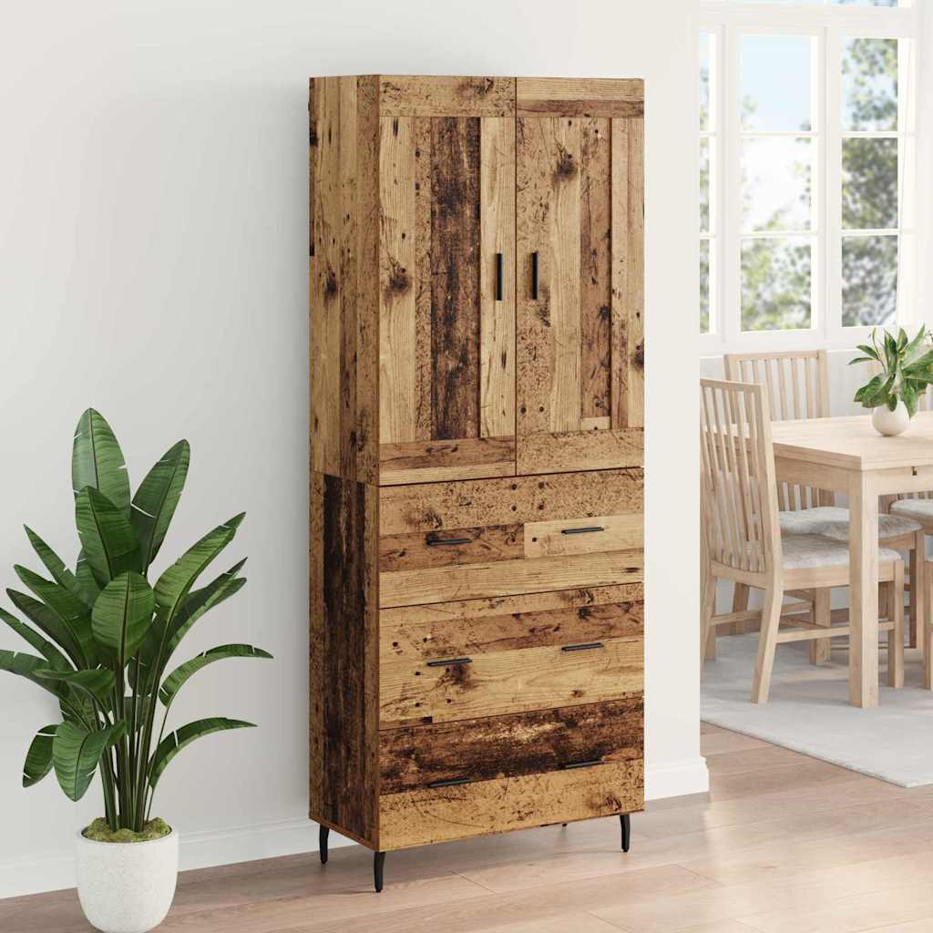 Haut Armoire 2 pcs Bois Ancien Bois Aggloméré et Verre - XIOS