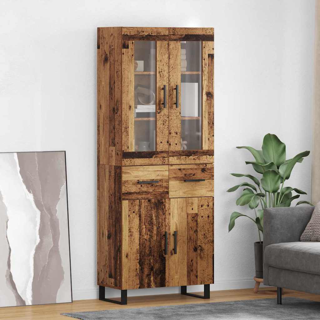 Haut Armoire avec tiroir 2 pcs Bois Ancien Bois d'ingénierie - XIOS