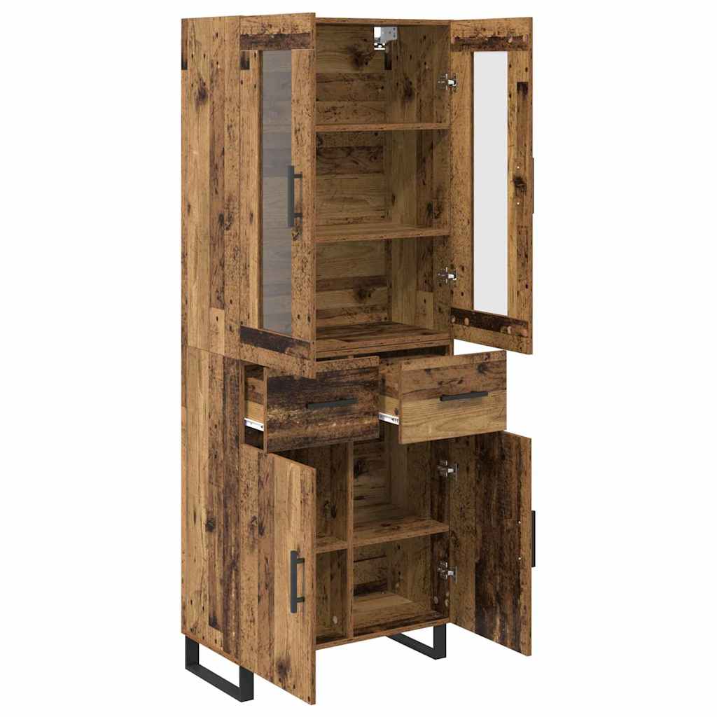 Haut Armoire 2 pcs Bois Ancien Bois Aggloméré et Verre - XIOS