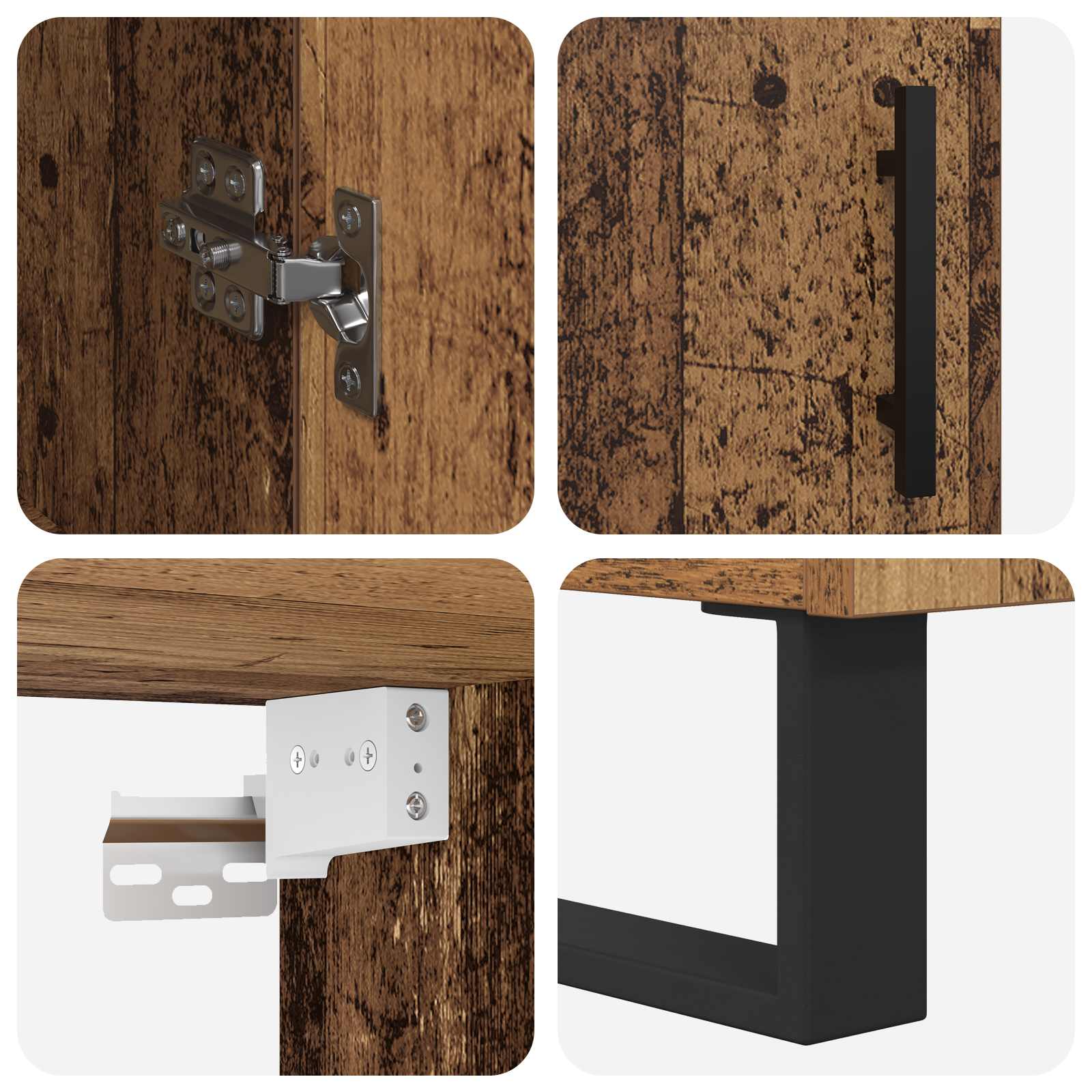 Haut Armoire 2 pcs Bois Ancien Bois Aggloméré et Verre - XIOS