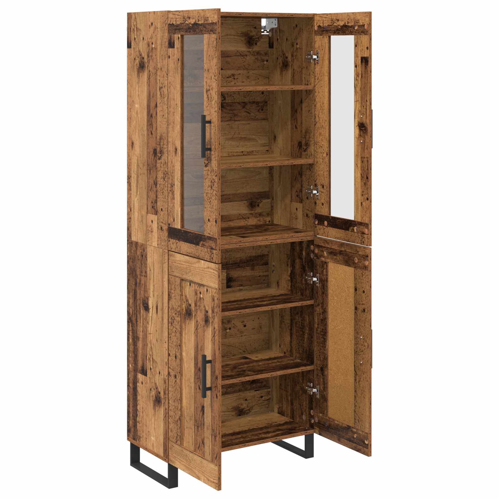 Haut Armoire 2 pcs Bois Ancien Bois Aggloméré et Verre - XIOS