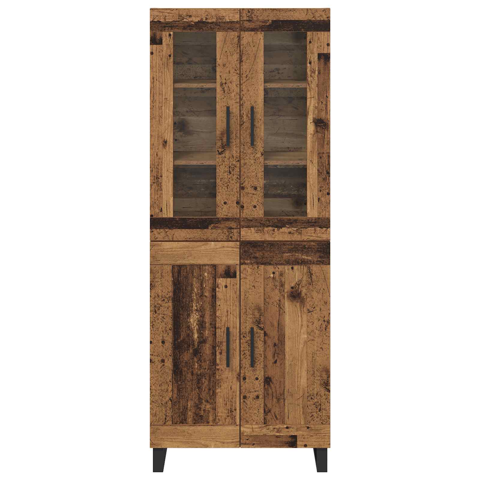 Haut Armoire 2 pcs Bois Ancien Bois Aggloméré et Verre - XIOS