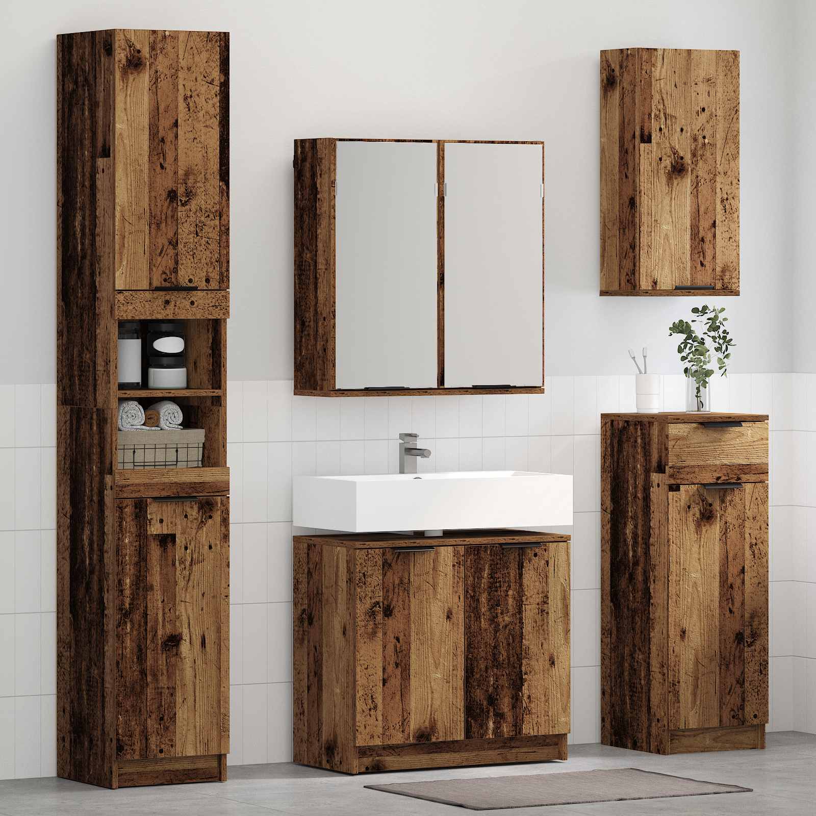 Ensemble de mobilier de salle de bain 3 pc Bois ancien