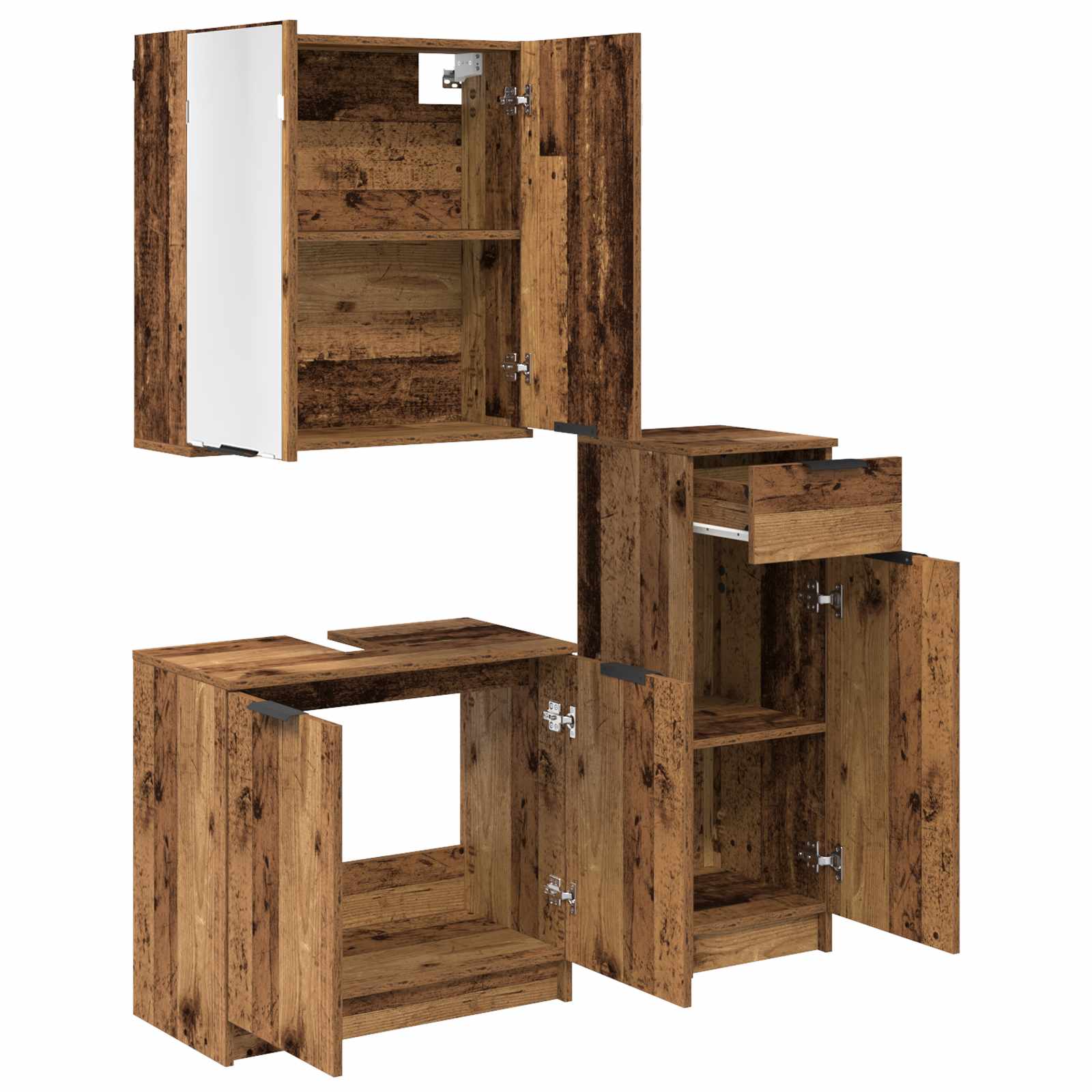 Ensemble de mobilier de salle de bain 3 pc Bois ancien