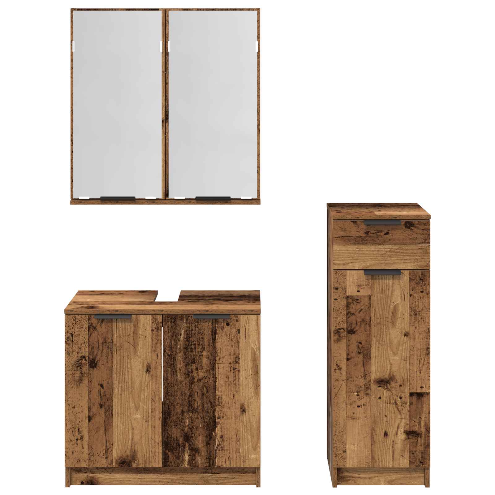Ensemble de mobilier de salle de bain 3 pc Bois ancien