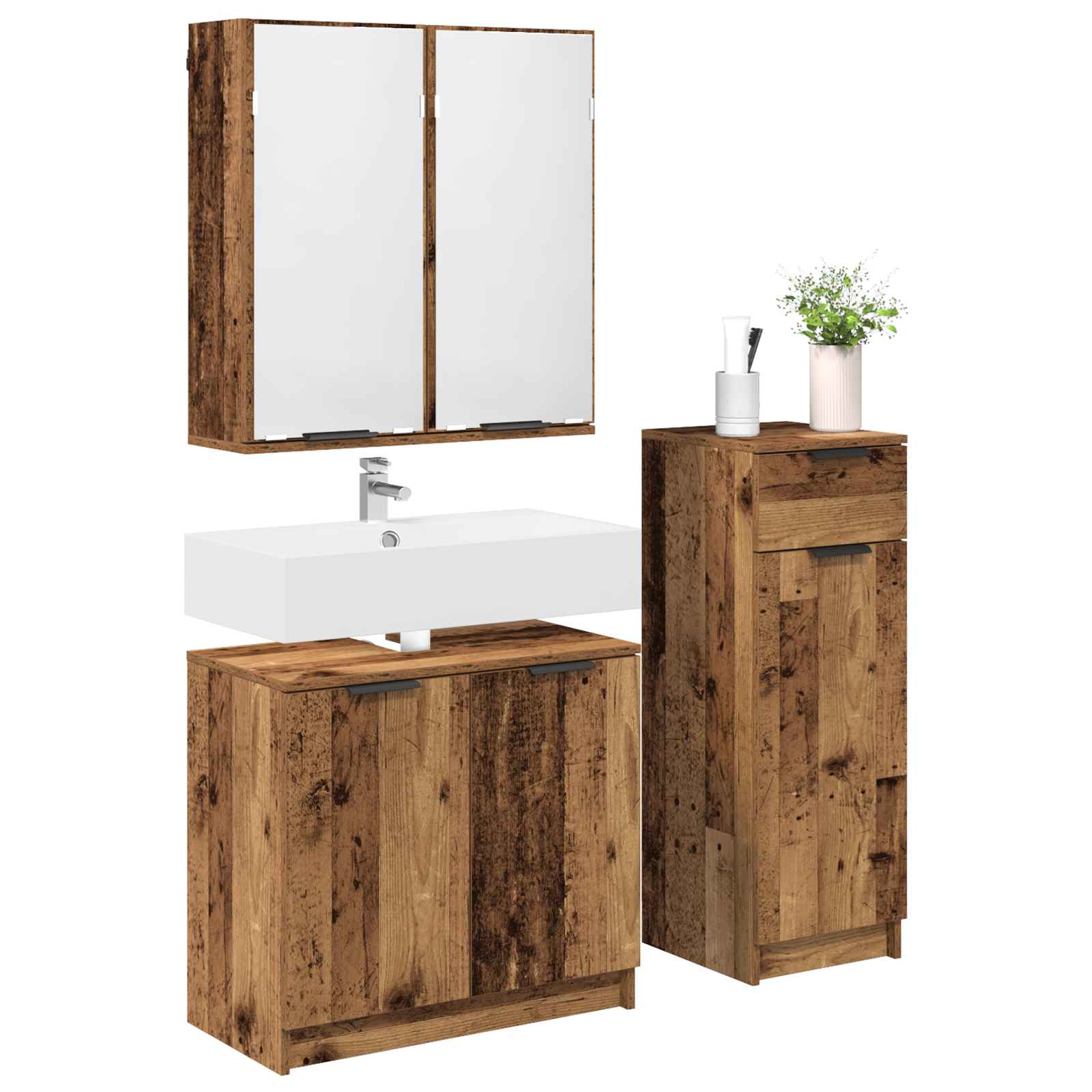 Ensemble de mobilier de salle de bain 3 pc Bois ancien