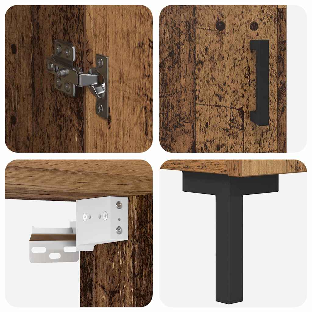 Haut Armoire 2 pcs Bois ancien Bois d'ingénierie - XIOS