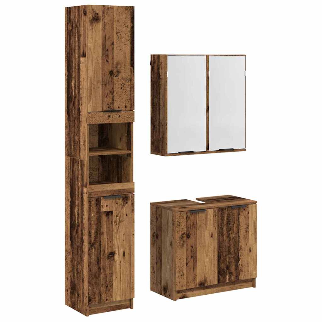 Ensemble de Meubles de Salle de Bain 3 pièces Bois Ancien