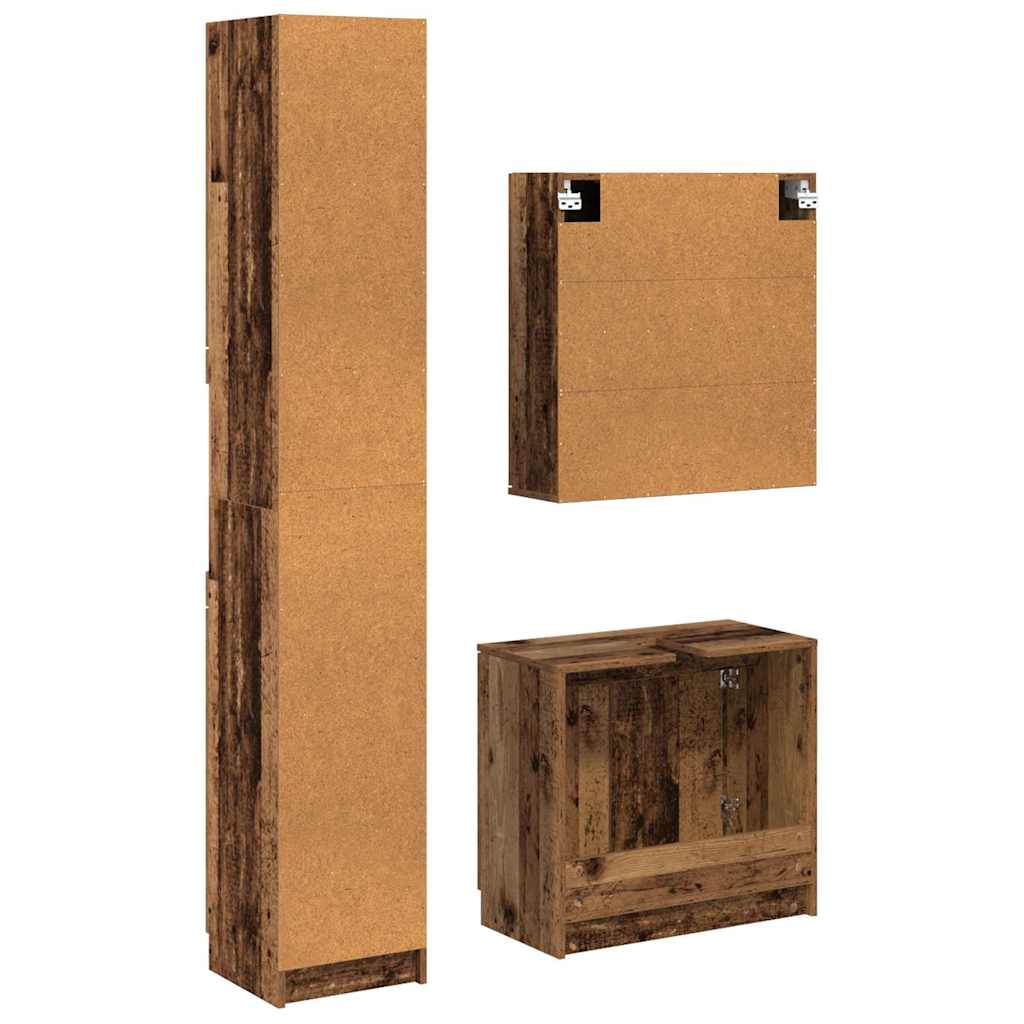 Ensemble de Meubles de Salle de Bain 3 pièces Bois Ancien