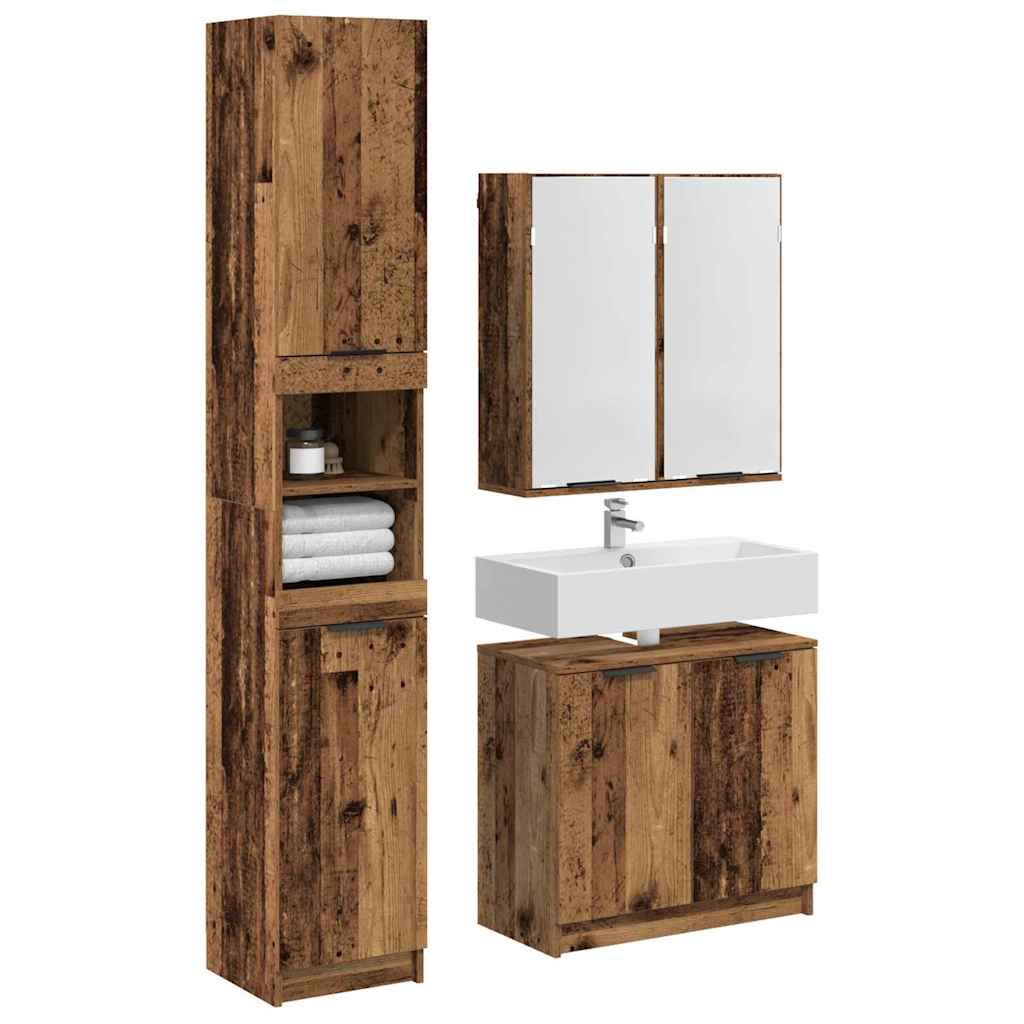 Ensemble de Meubles de Salle de Bain 3 pièces Bois Ancien