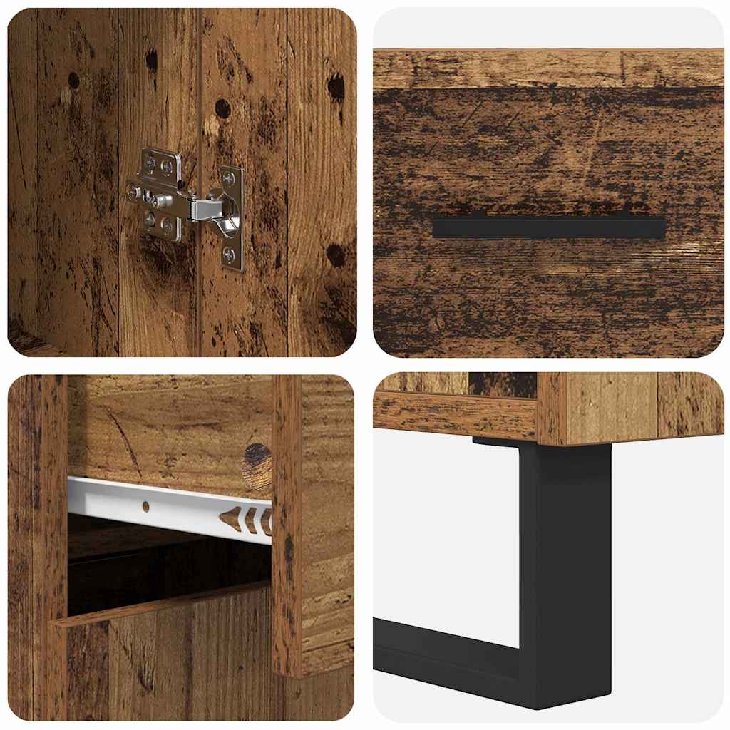 Haut Armoire 2 pcs Bois Ancien Bois Aggloméré et Verre - XIOS