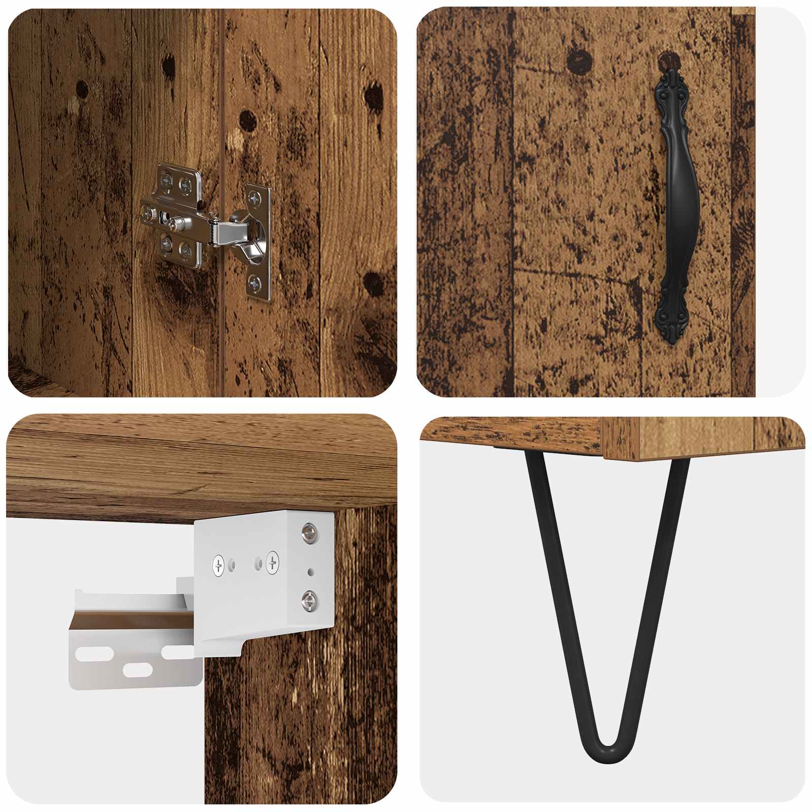 Haut Armoire 2 pcs Bois ancien Bois d'ingénierie et verre - XIOS