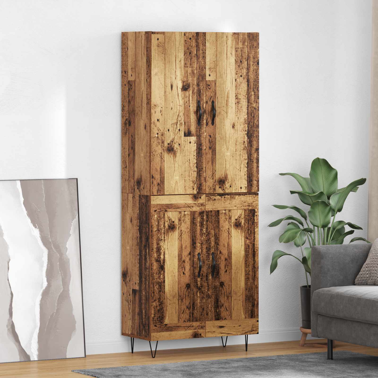 Haut Armoire 2 pc Bois ancien 69,5 x 34 x 180 cm