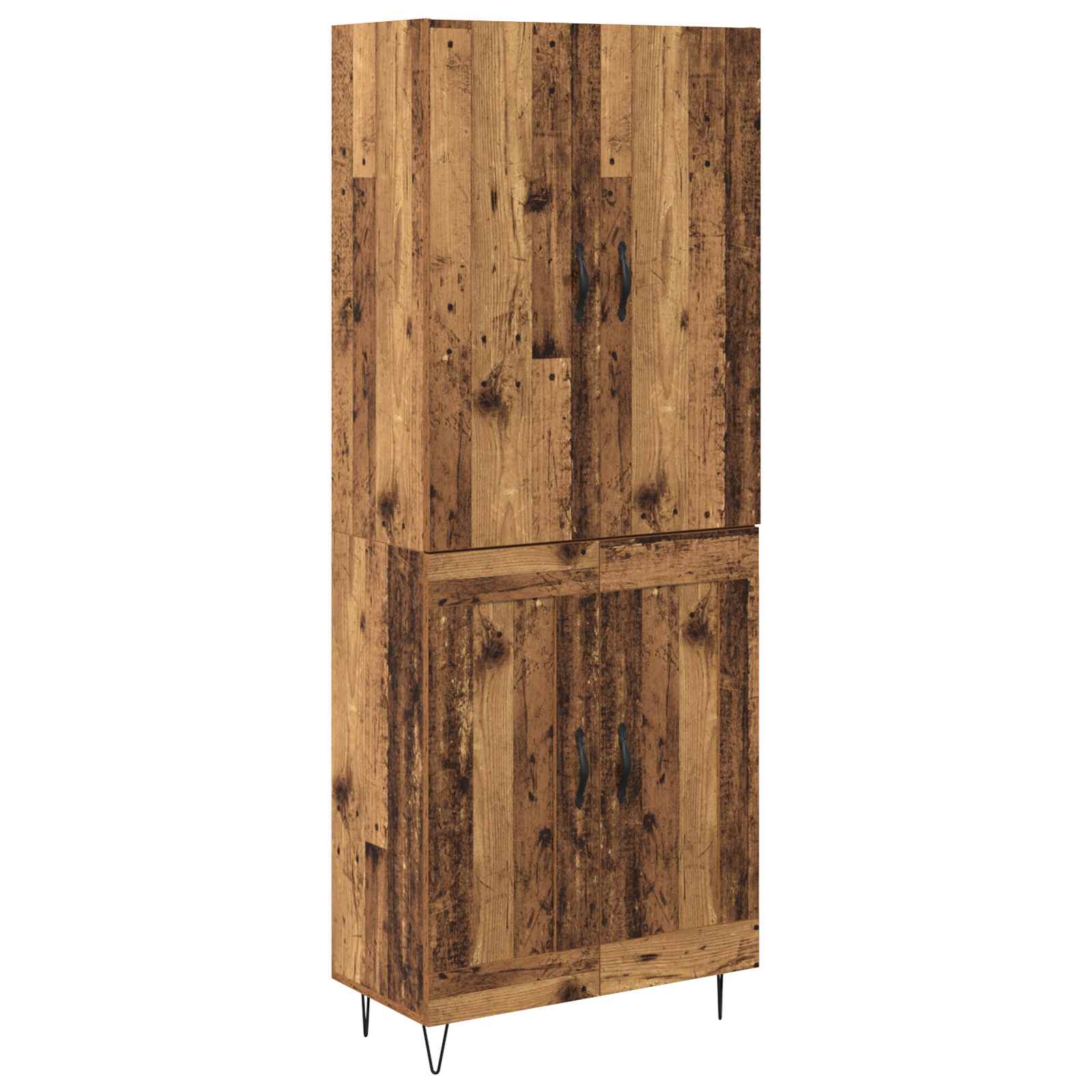Haut Armoire 2 pcs Bois ancien Bois d'ingénierie et verre - XIOS