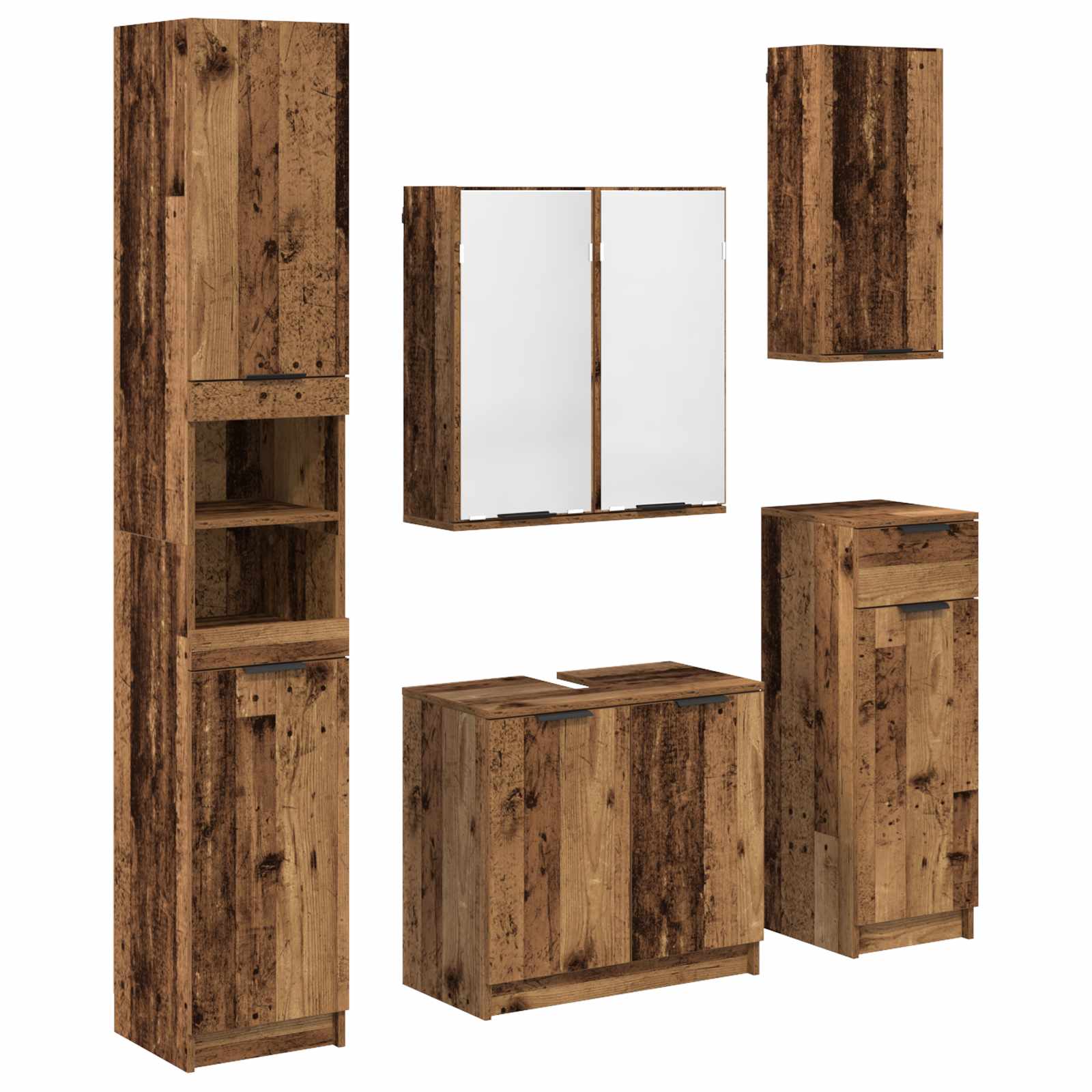 Ensemble de mobilier de salle de bain 5 pc Bois ancien