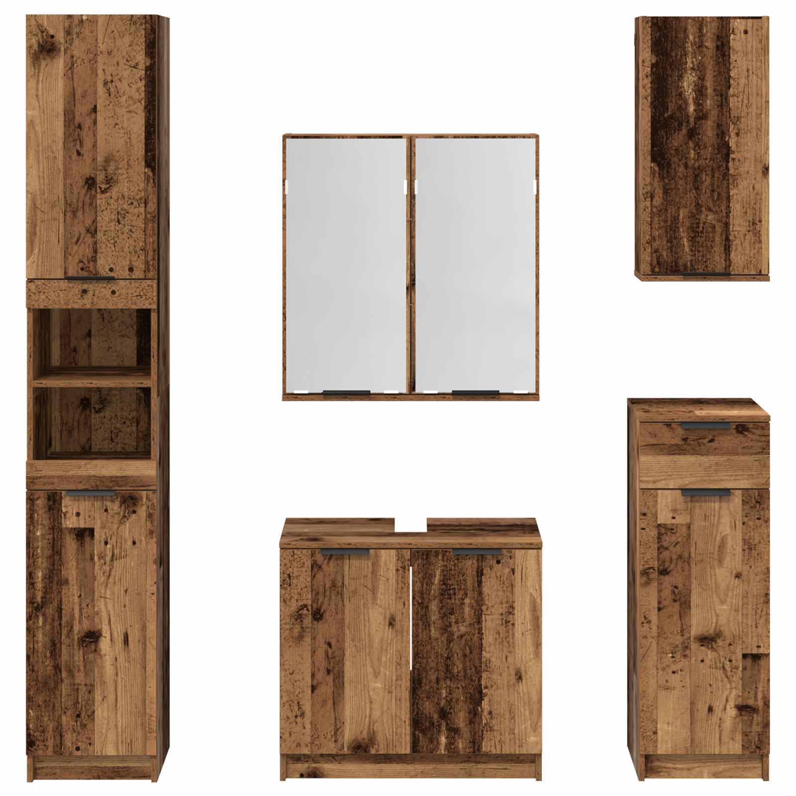 Ensemble de mobilier de salle de bain 5 pc Bois ancien